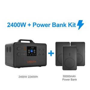 Voltx 2400w 2240wh Power Station + 30000mah Power Bank – Ultimate Solar Generator Set For Off-grid & Rv Adventures