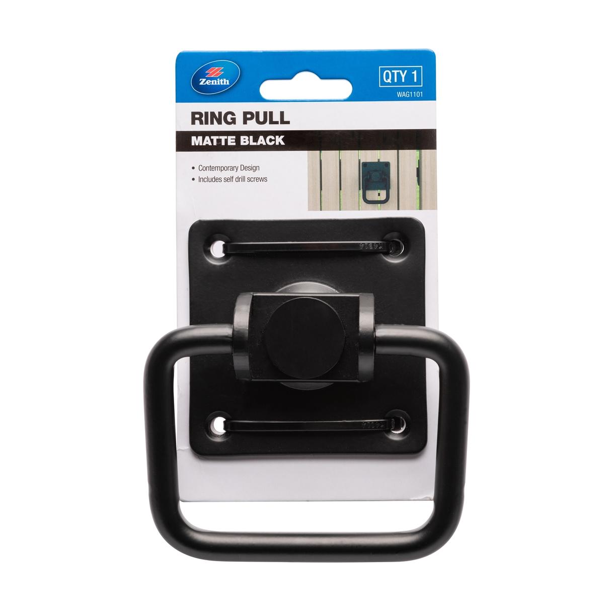 Zenith Matte Black Gate Ring Pull Handle - Bunnings Australia