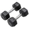 METEOR 9kg Pair Rubber Hex Dumbbells