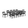 Tahitian 3m Aluminium Dining Table Charcoal With 10x Santorini Chairs & Denim Grey Cushions
