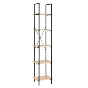 Design Square Randy 5-Tier Narrow Bookcase Display Shelf - Oak/Black
