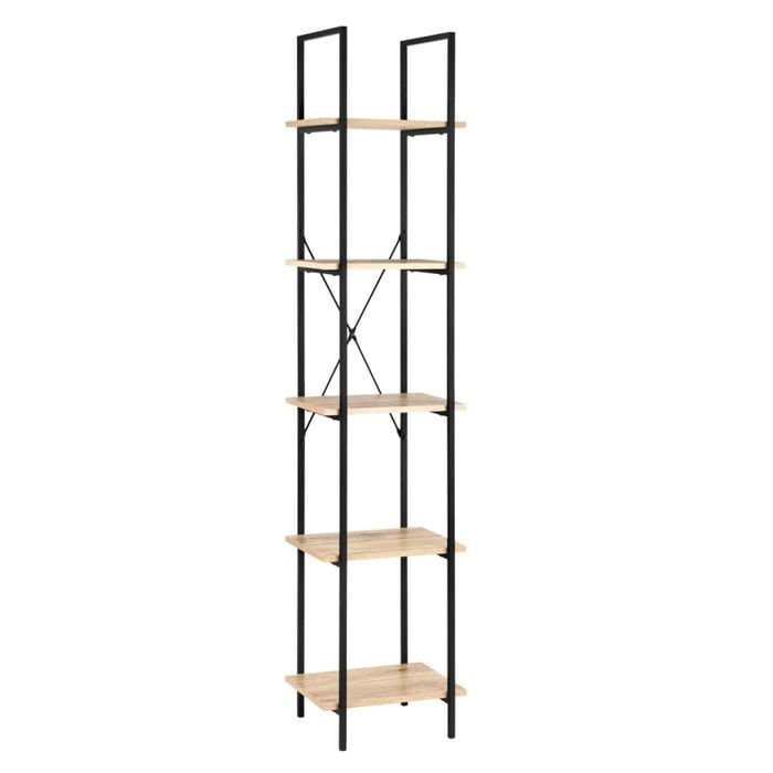 Design Square Randy 5-Tier Narrow Bookcase Display Shelf - Oak/Black