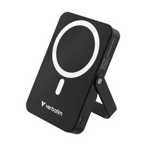 Verbatim Power Bank Magnetic Wireless Portable Charger W/ Stand 10000mah Black