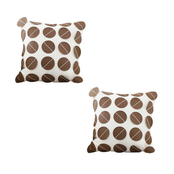 SOGA 2X 45cm Brown Leather Throw Pillows – Square Cushions