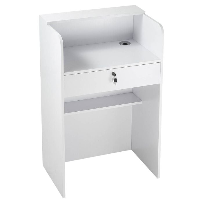 VEVOR 60 cm Rectangular Front Counter Table White with Drawer for Office