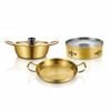 SOGA Kitchenware Bundle – Gold & Yellow Dry Pots and Ramen Pot for Stylish Kitchen Cooking