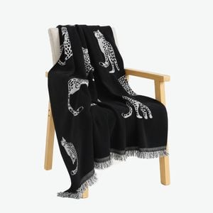 SOGA Four-seater Black Sofa Cover Leopard Print 180x420cm Polyester