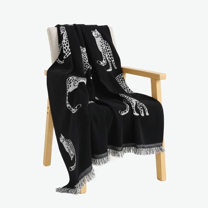 SOGA Four-seater Black Sofa Cover Leopard Print 180x420cm Polyester