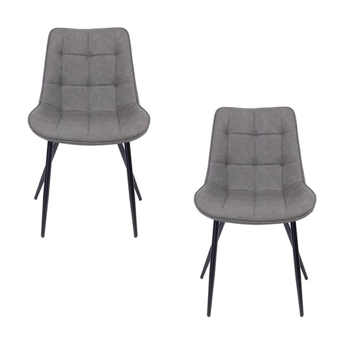 Mary 2pc Set Pu Dining Chair Grey