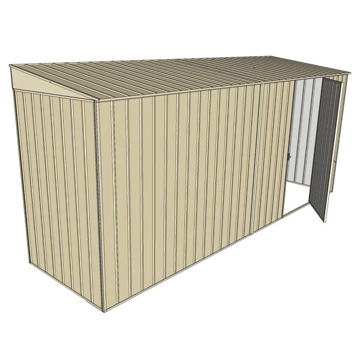 Build-A-Shed 1.2 x 4.5 x 2.0m Skillion Single Hinged Side Door Shed - Cream