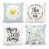 Catzon 4 Pcs Linen Throw Pillow Covers Watercolor Flower for Bed Sofa Decor 50X50cm