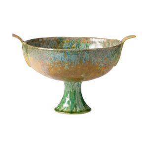Ecology Fieldstone Footed Bowl With Handles Verde Green 26x18cm