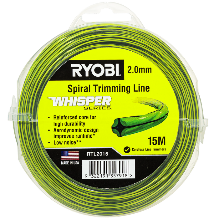 Ryobi 2mm x 15m Whisper Series Trimming Line
