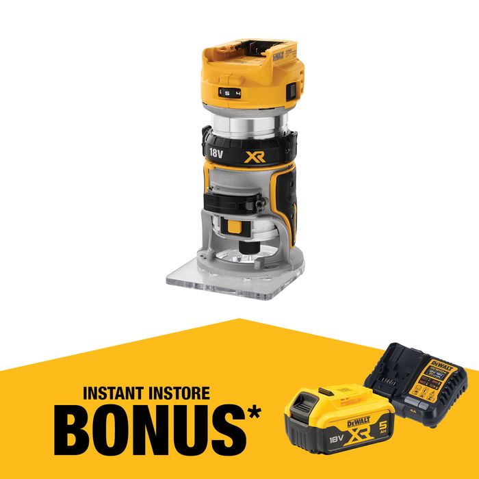DeWALT 8mm 18V XR Li-Ion Brushless Router - Skin Only