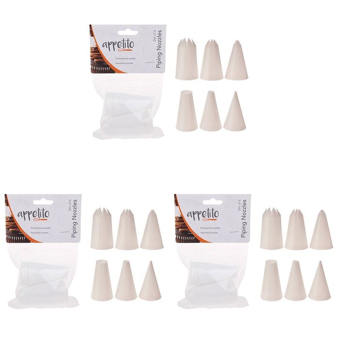 3x 6pc Appetito Asst. Plastic Piping Nozzles Home Kitchen White