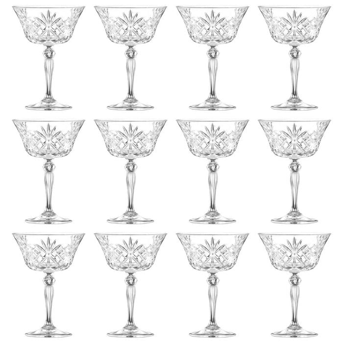 RCR Crystal Melodia Glass Champagne Saucers - 260ml - Pack of 12