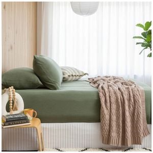 Renee Taylor Comfort T’s Organic Jersey Fitted & Pillowcase Olive Double