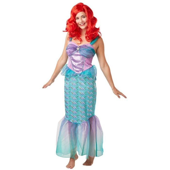 Ariel Deluxe Halloween Costume Adult Disney Little Mermaid Dress Tulle Fin Green Colour, Large