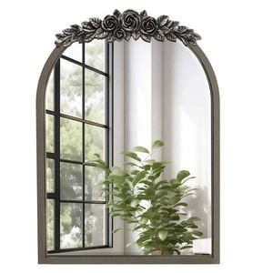 P&P Brass Gold Arched Baroque Mirror Cabinet With Hidden Storage For Elegant Bathroom Spaces