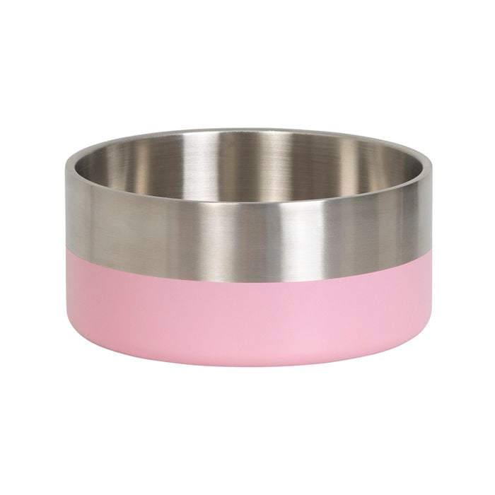 Baxter Bone Pink Stainless Steel Medium Double Walled Pet Bowl