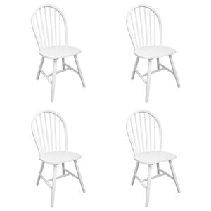 vidaXL 4x Solid Rubber Wood Dining Chairs White Kitchen Dining Room Chair