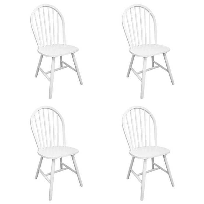 vidaXL 4x Solid Rubber Wood Dining Chairs White Kitchen Dining Room Chair
