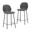Oikiture 2PCS Bar Stools Kitchen Counter Chair Metal Grey