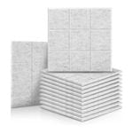 iDEER LIFE Acoustic Foam 12Pcs Sound Absorbing Panels Wall Tiles (Large Square Shape - White)