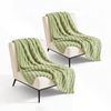 Soga 2x 230x200cm Light Green Flannel Polyester Throw Blanket