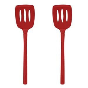 2PK Tovolo Flex-Core All Silicone Slotted Turner Cooking Utensil - Cayenne