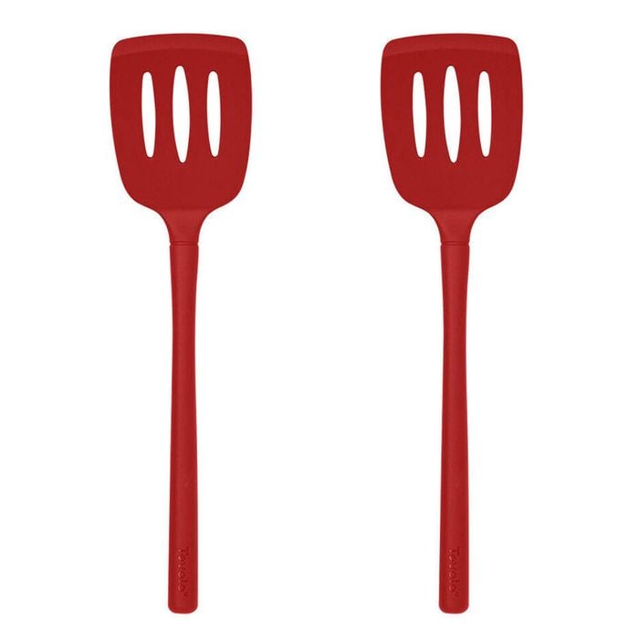 2PK Tovolo Flex-Core All Silicone Slotted Turner Cooking Utensil - Cayenne