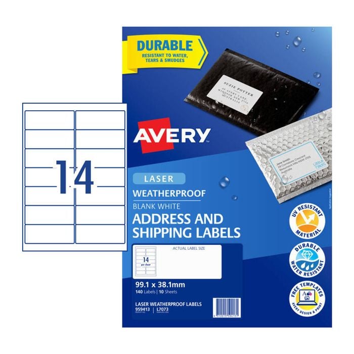 AVERY Laser Label L7073 14Up Pack of 10