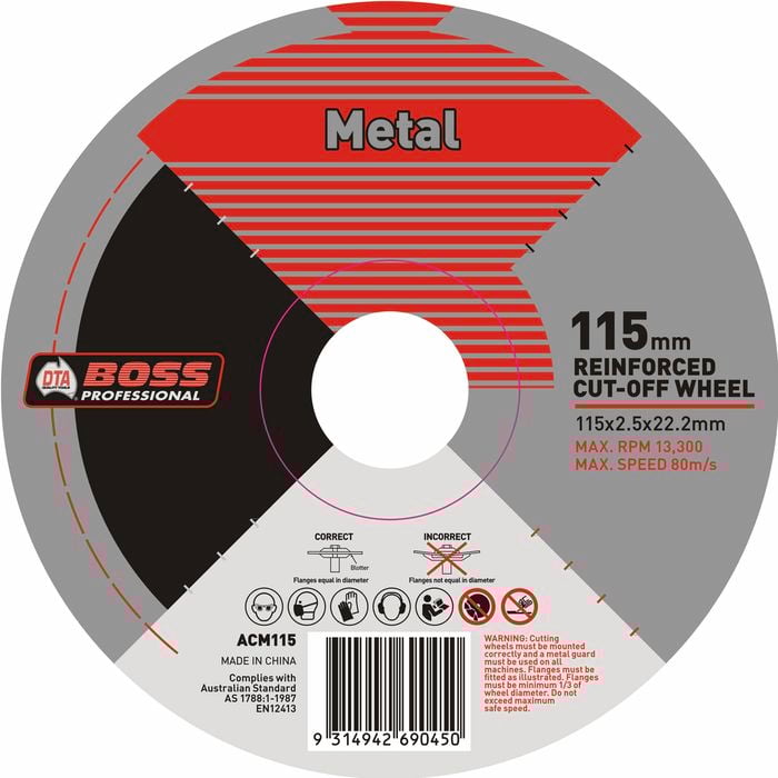 DTA 115mm Boss Abrasive Cut Off Wheel