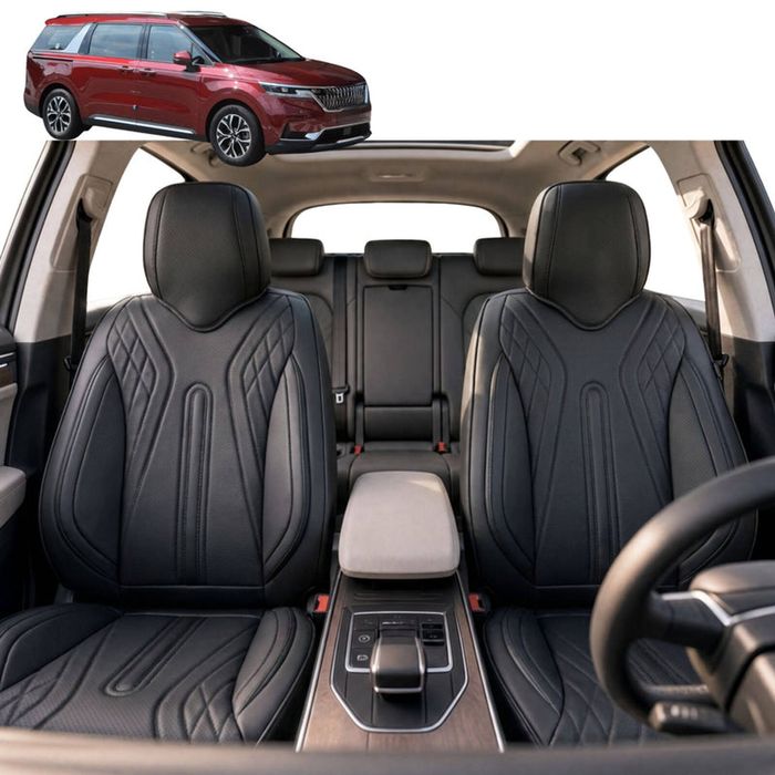 Australian Goose Front Seat Covers for Kia Carnival 2021 - Current (KA4) - PU Leather, Black (2pc)