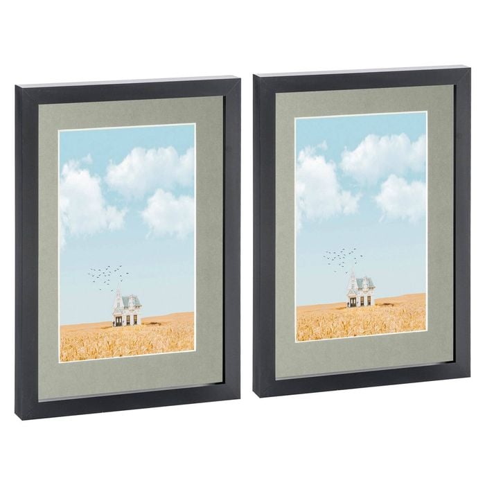 Nicola Spring Photo Frames with A5 Mount - A4 (8" x 12") - Black - Pack of 2