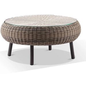 Plantation Hamptons Outdoor Round Wicker Coffee Table Brushed Wheat