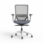 OLG Office Engage Ergonomic Task Chair Lumbar Support, Arms, White Base, Grey Mesh & Upolstery