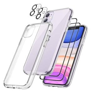 3 in 1 Case for iPhone 11 with 2-Pack Screen Protector and 2-Pack Camera Lens Protector For iPhone 11 Pro