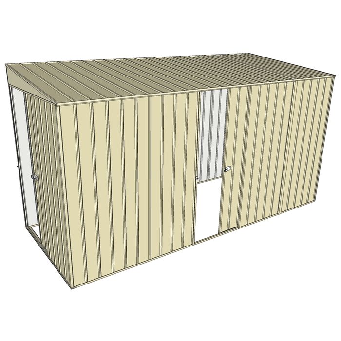 Build-a-Shed 1.5 x 3.7 x 2m Sliding Door Tunnel Shed with Sliding Side Door - Cream