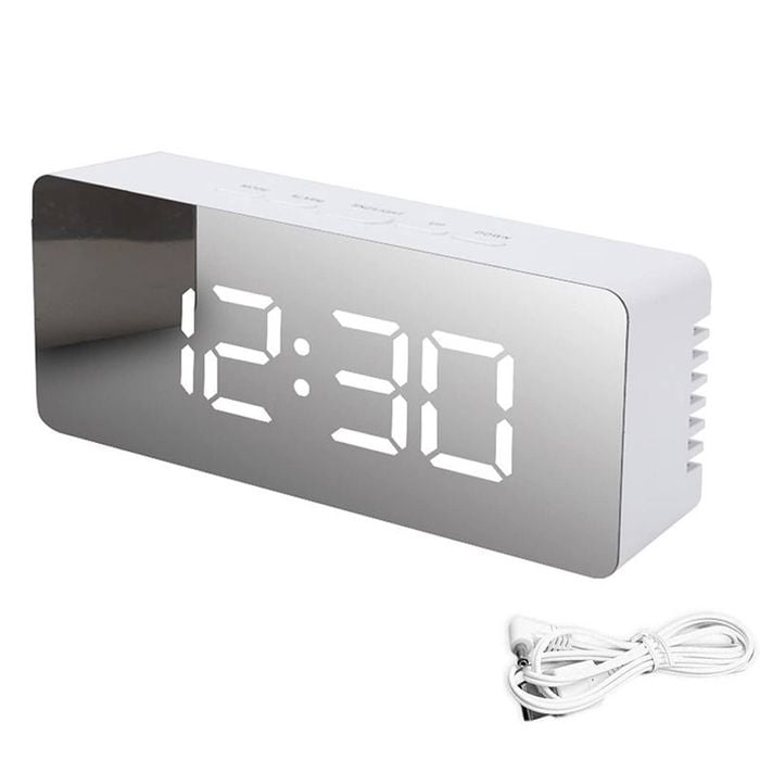 Catzon Led Mirror Desk Clock With Snooze Function Temperature