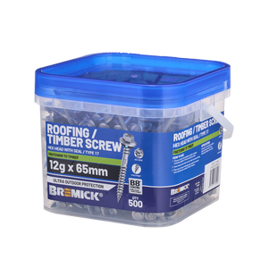 Bremick Hex Roofing Screw 12g x 65mm B8 BOX 500