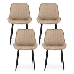 4x Artiss Dining Chairs Retro PU Leather Khaki