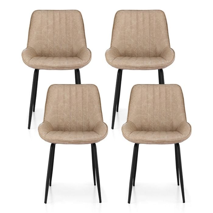 4x Artiss Dining Chairs Retro PU Leather Khaki