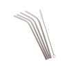 Appetito Set 4 Bent Stainless Steel Straws + Cleaning Brush
