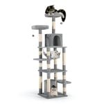 Petzly Cat Tree Tower Scratching Post Scratcher Condo Bed House 180cm Grey