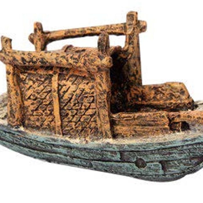 Aqua One Small Fishing Boat Ornament 15x5x8cm (37480S)
