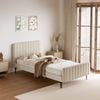 Oikiture Bed Frame Base Velvet Fabric Beige ROYO - King Single