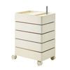 Foret 5 Tier Utility Rolling Storage Cart Cabinet Side-pull Drawers Wheels Cream