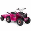 Costway Kid Electric Atv Car 6v Ride On Toy Removable Trailer Pink