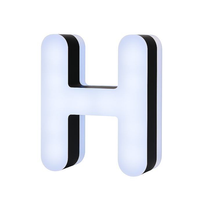 Lit Up 3D Led Letter H Illuminated Opal Acrylic 100mmHx92mmWx23mmD